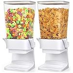 Mivvosakuki Double Cereal Dispenser Countertop Large Cereal Containers Storage Dispenser for Pantry Dry Food Dispenser Countertop Rice Candy Dispenser Machine for Snack,Nuts, Granola(White,2PC)