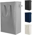 Odonata 45L Slim Laundry Hamper Handles Collapsible Laundry Basket Thin Dirty Clothes Basket Narrow Laundry Bag Foldable Dirty Hamper (Dark Grey)