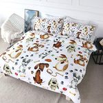 BlessLiving Kids' Duvet Cover Sets Animals Pastel Duvet Covers Cartoon Dogs Paws Pattern Bed Sets 3 Pieces 1 Duvet Cover and 2 Pillow Cases Cute Puppy Dogs Bedding for Kids (Single)