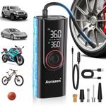 Aurazen Tire Inflator Portable Air Compressor, 150PSI Cordless Tire Pump, 4X Faster Inflation with Pressure Gauge, LED Light & LCD Screen, Electric Air Pump for Car, Bike, Motorcycle, Ball