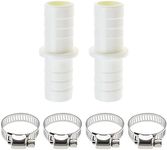 ECSiNG 2PCS Washing Machine Drain Hose Connectors Plastic Hose Extension Adapter with 4PCS Hose Clamps for Washing Machine Dishwasher Water Pipe