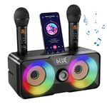 Karaoke Machine for Adults Kids with 2 UHF Wireless Microphones,Portable Bluetooth Singing PA Speaker System with LED Lights for Home Party,Outdoor/Indoor/Wedding,Church,Picnic,Birthday Gifts