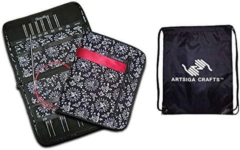 ChiaoGoo Twist Red Lace 5-Inch Large 7500-L Interchangeable Circular Knitting Needle Set, Sizes US 9, 10, 10.5, 11, 13, 15, Stainless Steel with 3 Cords Bundle with 1 Black Project Bag