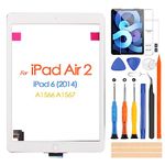 ARSSLY Touch Screen for iPad Air 2 A1566 A1567 Digitizer for iPad Air2 6 2018 9.7 inch Touchscreen Glass Panel with Repair Tools (NO LCD Display) (White)