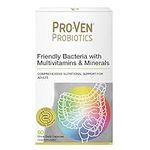 Pro-Ven Probiotics Once Daily 5 Billion CFU Adult Friendly Gut Bacteria +100% NRV Multivitamins & Minerals - 60 Day Supply - Complete Nutritional Support Men Womens Multi Strain Cultures