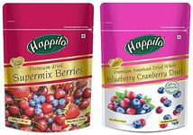 Happilo Premium International Super Mix Berries, 200 Gram + Premium Dried Whole Blueberry Cranberry Duet, 200 Gram