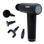 AGARO Imperial Gun Massager | 99-Level Deep Tissue Handheld Massager | 4 Interchangeable Heads, Rechargeable, Relaxation of Neck, Shoulder, Back, Foot for Men & Women, Full Body Relief, Black