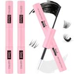 2PCS DIY Eyelash Extension Glue - Super Strong Hold, Sensitive Eyes-Friendly - Lash Bond & Seal for Cluster & Individual Lashes with Mascara Wand