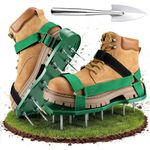 Ohuhu Lawn Aerator Shoes for Glass: Free-Installation Aeration Shoes with Stainless Steel Shovel, Heavy Duty Spike Aerating Sandals Lawn Equipment Tool with Hook & Loop Straps for Yard Patio Garden