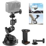 NEEWER Suction Cup Mount for GoPro Action Camera with Magic Arm & 360° Pan 90° Tilt Ball Head, Quick Buckle Lock Outside Windshield Car Mount with Holder Camera Mount Adapter, CA029