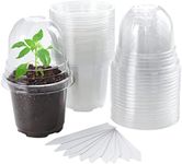 Bluepro Clear Nursery Pots with Humidity Dome 30 Sets 4" Transparent Plastic Plant Pot Seedling Planter Seed Starter Pots Flower Pot with 10pcs Plant Labels for Indoor Outdoor Garden