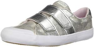 Keds Baby Girls Courtney Hook & Loop Sneaker, Silver, 9.5 Toddler US