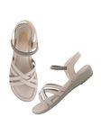 Shoetopia Women's SND-1080 Grey Flat Sandal-6 Kids UK (SND-1080-Grey)-EU39