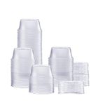 [100 Sets - 3.25 oz.] Disposable Portion Cups With Lids, Souffle Cups, Jello Shot Cups, Condiment Sauce Containers