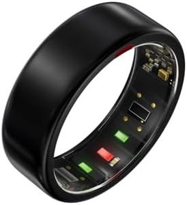 POBOVi Ring OnePlus - Ultra-Thin Titanium Smart Ring - 7 Days Battery Life - Fitness/SPO₂/Stress/HR/Sleep Skin Temperature Tracker - No App Fee - iOS&Android Compatible (Black,Size 8)