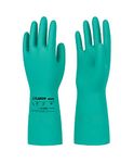 LANON 3 Pairs Nitrile Chemical Resistant Gloves, Reusable Heavy-Duty Rubber Gloves, Acid, Alkali & Oil Protection, Non-Slip, Large (L/9)