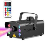 Sunolga Fog Machine with 6 LED Lights and 12 Colorful Light Effects, 500W Smoke Machine with Wireless Remote Control, 2500 CFM Fog for Halloween, Outdoor Parties, Stages, Weddings, Black