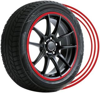 Automotive Alloy Wheel Rim Protector, Durable DIY Car Exterior Accessory for Curb Rash Protection, Full Wheel Hub Rim Coverage, Set of 4, Universal Fit for All Vehicles (21 Inch, Red)