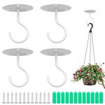 SUPVOX® 4pcs Metal Ceiling Hook for Hanging Flower Pot and Plant Pot Wall Mounted Hook for Hanging Plant Baskets/String Lights in Balcony,Porch, Wall Hook with Screws (White)