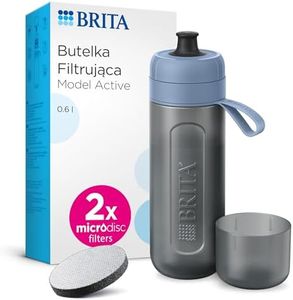BRITA Sports Water Filter Bottle Model Active Dark Blue (600 ml) with 2X MicroDisc Filters - Squeezable BPA-Free Bottle for Travel, Filters Chlorine, Organic Impurities, Hormones & Pesticides