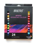 BRUSTRO Artist's Gouache Colour | Set of 24 Colors X 12ml Tubes |Perfect for Watercolor paper,Infinite Blending,Non-Toxic,Highly Pigmented,Ideal for Professional Artists,Graphic Designers,Illustrators