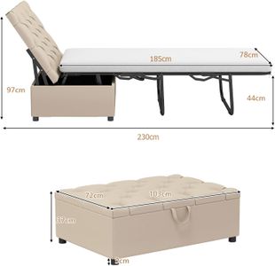COSTWAY Folding Sofa Bed – Beige Convertible Sleeper Chair