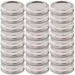 Newk 24 Sets Regular Mouth Mason Jar Lids and Rings, Reuseable Metal Mason Jar Canning with Silicone Gasket Lids Fits Ball, Kerr & More Jars(24 Lids&24 Rings, 70mm/ 2.75", Silver)