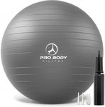 ProBody Pilates Ball Yoga Ball Exercise Ball, Balance Ball or Pregnancy Ball for Stability, Yoga Ball Chair, Therapy Ball Workout Ball or Birthing Ball for Pregnancy (Slate, 75 cm)