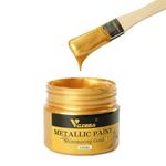 VGSEBA Acrylic Paint Metallic Gold, Non Toxic, Non Fading, 100ml Gold Leaf Paint for Art, Painting, Handcrafts, Ideal for Canvas Wood Clay Fabric Craft Supplies