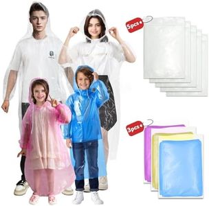 Ponchos Family Pack, (8 Pack) Rain Poncho for Adults Disposable Emergency Rain Ponchos