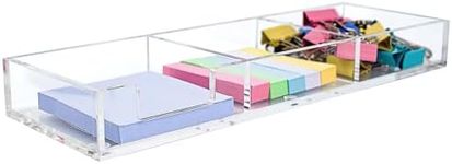 Dealpoli Clear Acrylic Sticky Note Holder, 3in1 Self-Stick Note Pad Holder for Office Home School Desk Supplies(DP007)