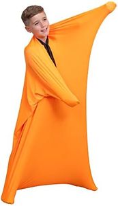 Special Supplies ORANGE Sensory Body Sock Full-Body Wrap to Relieve Stress, Stretchy, Breathable Cozy Sensory Sack for Boys, Girls, Safe, Comfortable, Calming Relief Cocoon (Medium 47"x27")
