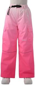 HIGH EXPERIENCE Snowboard Pants for Women Men Baggy Ski Pants Loose Warm Insulation Waterproof Windproof (Pink Gradient, X-Large)