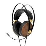 MEZE AUDIO | 99 Classics Walnut Gold | Wired Wooden Closed-Back Headset for Audiophiles | Over-Ear Headphones with Mic and Self Adjustable Headband