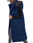 Vancavoo Women's Long Quilted Gilet Ladies Sleeveless Zip Up Hoodies Warm Jacket Vest Longline Thick Padded Waistcoat Winter Wear Side Split Puffer Long Body-Warmer Coat with Pockets(Navy,L)