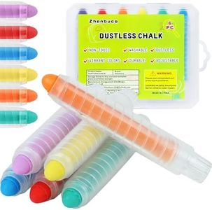 Zhenbuco Dustless Chalk for Kids - 6 PCS Colored Dust-free Twistable Toddler Chalk with Plastic Holder, Non-toxic Washable Sidewalk Chalk for Chalkboard Drawing & Writing - Gift Box Packed
