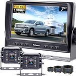 Dual RV Backup Camera System Upgraded: No Lag Easy Installation Plug and Play 7" Monitor HD 1080P Rear View Camera Wired Kit IP69 Waterproof IR Crystal Night Vision for Truck Trailer Camper Tractor R4