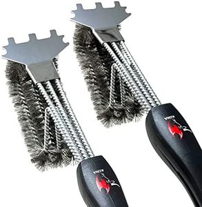 [2 Pack] Kona Speed/Scrape Grill Brush and Scraper - Flex-Grip Handle, Stainless Steel Bristles, Free 5 Yr Limited Warranty, Great BBQ Grill Cleaner for Gas Grills & Cast Iron Grates