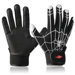 RSPGO Youth Baseball & Softball Batting Gloves for Kids with Super Grip Fit, Spider Black XS/S