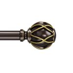 Curtain Poles,Top Thick Tube, Never Bend, Adjustable Single Drapery Pole 45 to 230 cm (17.7-91.0 inch), Bronze Curtain Poles for Windows 40 to 225 cm