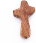 Zuluf Olive Wood Holding Small hand held Cross Bethlehem Holy Land (OW-CRS-001)