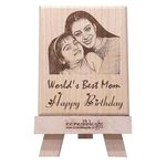 GFTBX World’s Best Mom Customized Engraved Photo Frame for Mother Birthday (5x4 Inches, Wood), Tabletop Rectangular