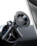 YOSH Mag-Safe Car Mount Round Air Vent for Mercedes Benz Audi BMW Mini Cooper, Magnetic Phone Car Mount, iPhone Car Holder with 20xN55 Magnets for iPhone 16/15/14/13 Series, Metal Ring for Others