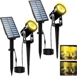 T-SUNUS Solar Landscape Spotlights 2 Pack, IP65 Waterproof Separated Solar Panel Lights with 9.8ft Cable, Outdoor Solar Spot Light for Yard Garden Driveway Porch Walkway Pool Patio Warm White 3000K