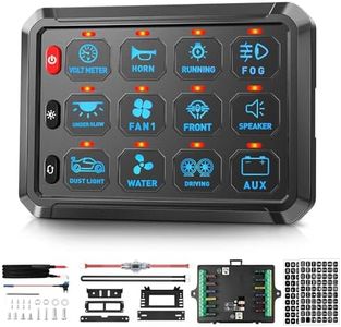 Switch Panel Blue 12 Gang Momentary ON-Off Touch Switch Box Circuit Control Relay Systerm Auxiliary LED Toggle Switch for 12V Car RV UTV Truck Camper SUV ATV