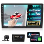 Qualcomm [8-Core 4+64G] Double Din Android 13 Car Radio with 9 Inch QLED Touchscreen, Car Stereo with Wireless Carplay Android Auto - 3D Car Model/WiFi/GPS/BT/FM/RDS/DSP/SWC/Backup Camera/MIC