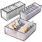 RIVIEVAL Underwear Drawer Organiser, Underwear Organizer of 3 Bras & Socks Organiser Foldable Wardrobe Organiser for Bras, Socks, Neckties, Scarves