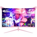 27 inch Gaming Monitor, FYHXele Pink 1800R Curved Monitor, FHD-1920X1080P, 165Hz, 1ms, Fast IPS, FreeSync Hdmi Monitor with Ultrathin, HDMI/DP/USB Vesa/Wall Mount Computer Monitor-Pink