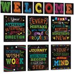 13 pieces Motivational Posters for Classroom, Laminated Inspirational Poster Bulletin Board Sets Inspirational Quote Wall Art with Welcome Sign for Teachers, Students, School Counselors, Home & Office