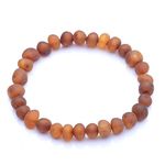 Genuine Amber Unpolished Baroque Bracelet - Natural Amber Jewelry - Baltic Sea Amber Beads Hand-Assembled in Europe 18 cm - Cognac